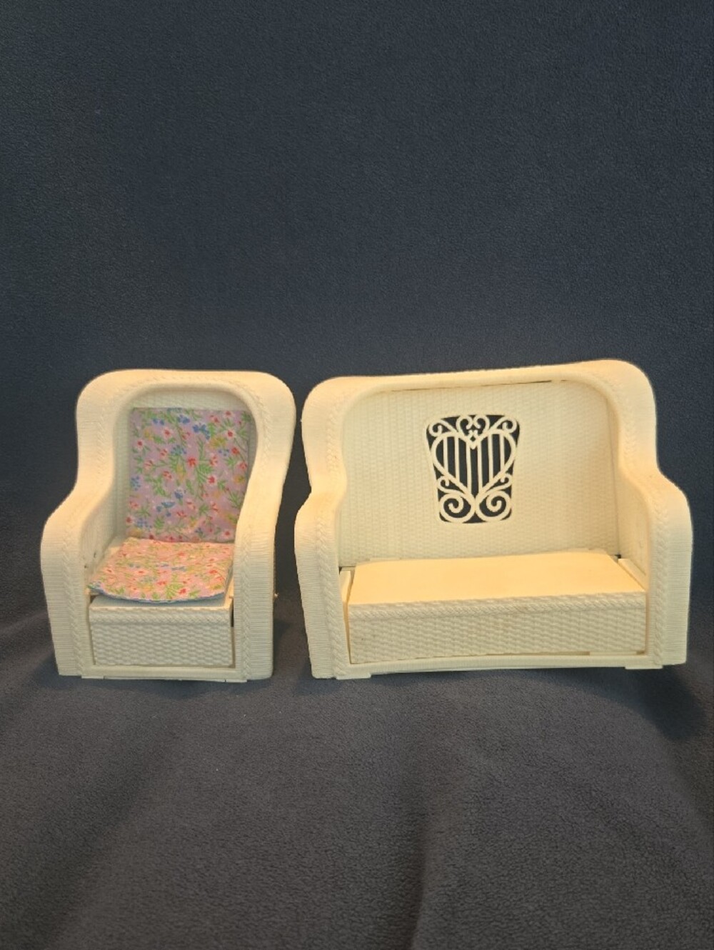 Vintage Barbie Plastic Wicker Furniture Set 1983